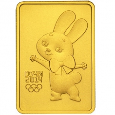 Золотые монеты (Леопард, Мишка, Зайка) Сочи 50 рублей 7,78 грамм ММД