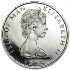 Платиновая монета 1 Нобль "Острова Мэн" Корабль, 1983г, 31,1г, Pt 9995